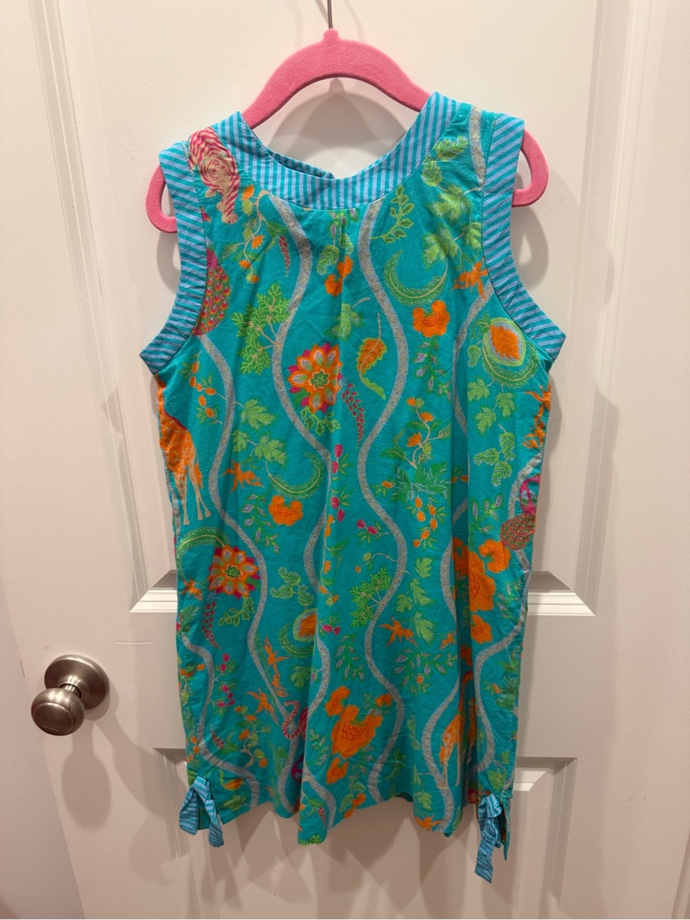 Gretchen Scott Girls' Teal Floral Sleeveless Summer Dress